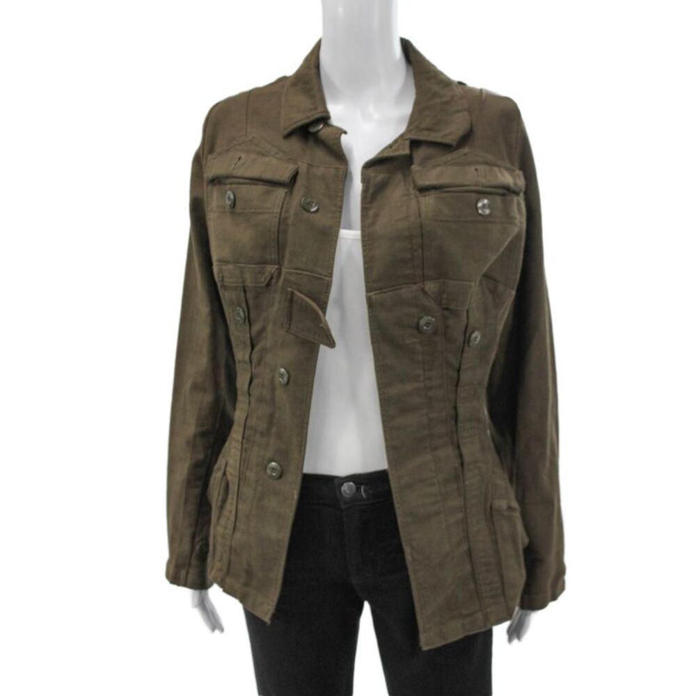 Mayer. Women Military Jacket Green Long Sleeve 100% Cotton Size XS
